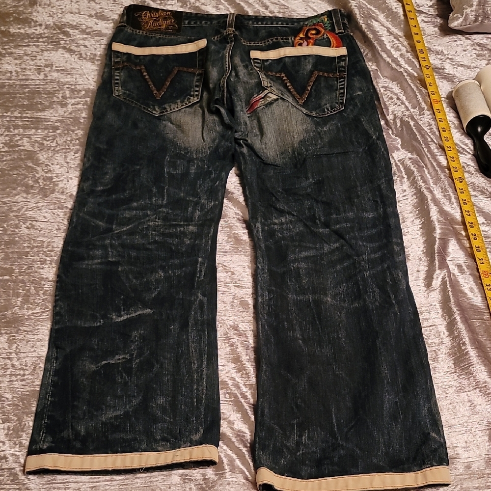 (Rare) Christian Audigier Men's 36 Blue Jeans - Picture 11 of 16